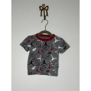 Nike Air Jordan Baby Toddler Boy Gray Red White Black Basketball Logo Shirt 18M